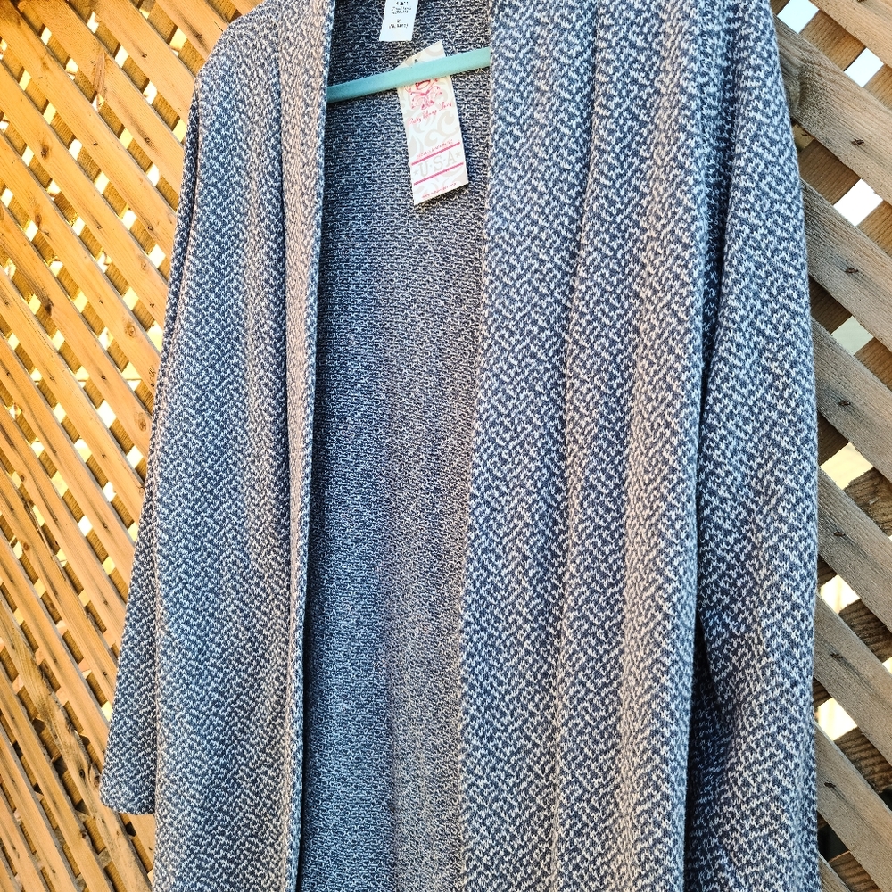 NWT Pretty Young Thing Floor/Ankle Length Blue Grey Open Front Cardigan - Picture 3 of 4